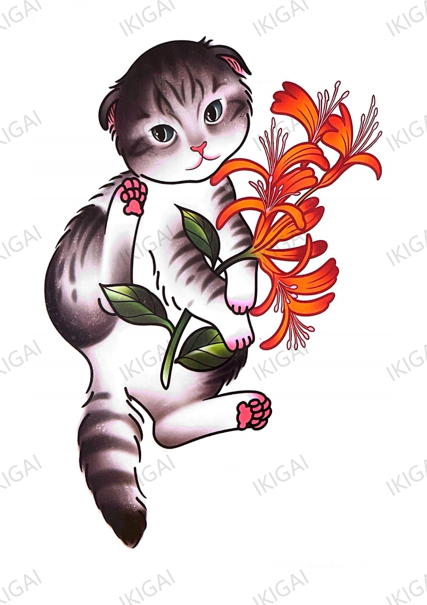 Kitten Picking Flowers